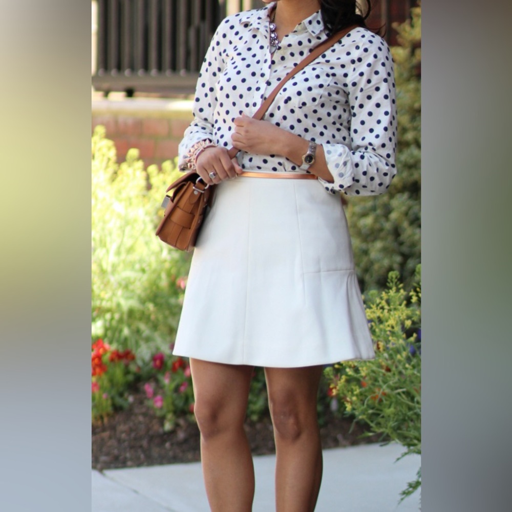 J. CREW White Flared Skirt